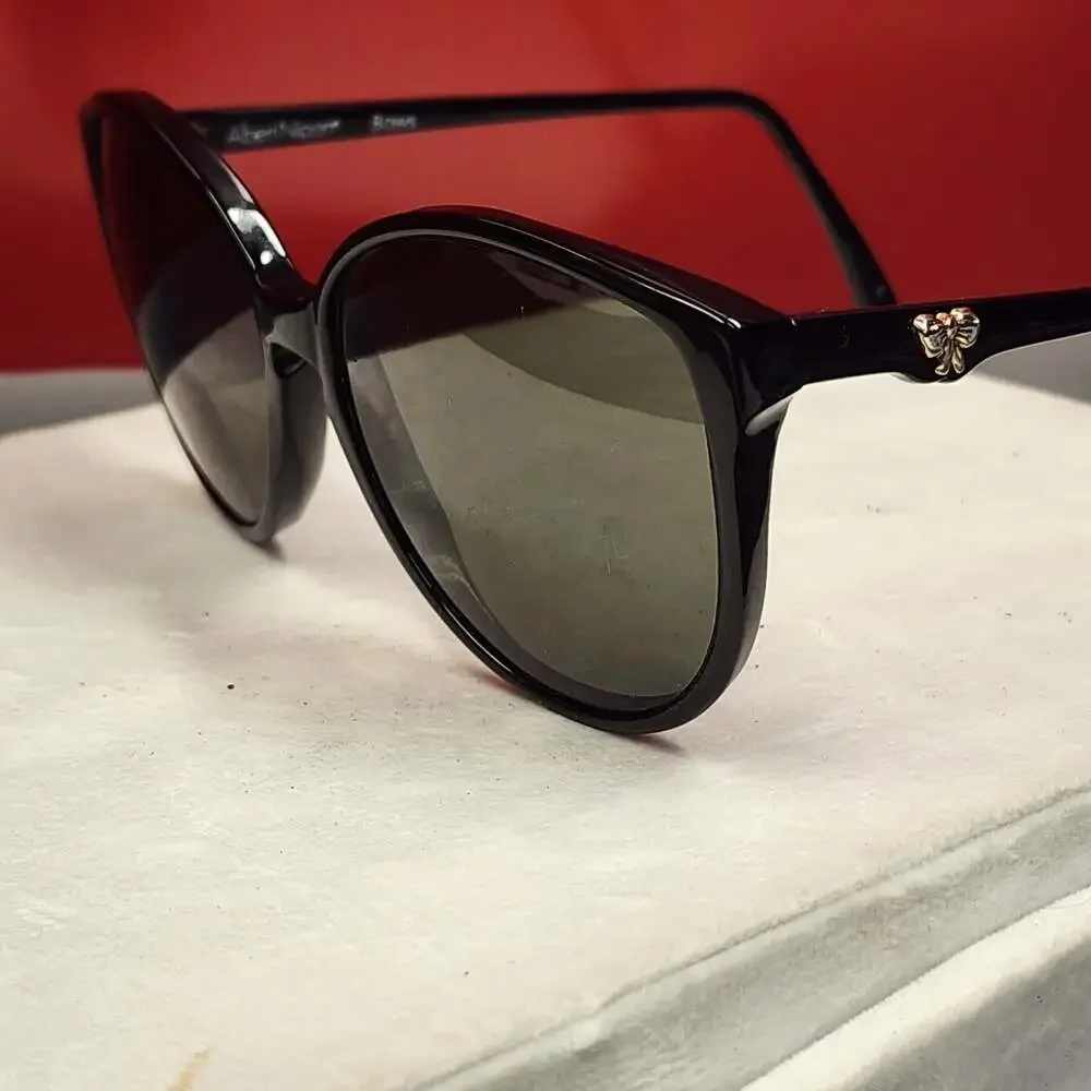 Albert Nipon Bows Black Sunglasses with Gold-Tone Bow Accents